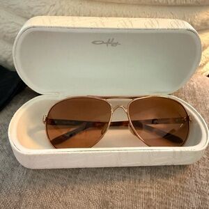 Oakley Gold Aviator Sunglasses with Brown Lenses